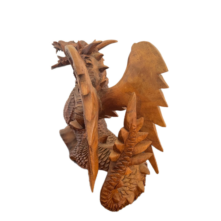 Hand Carved Wooden Dragon Statue