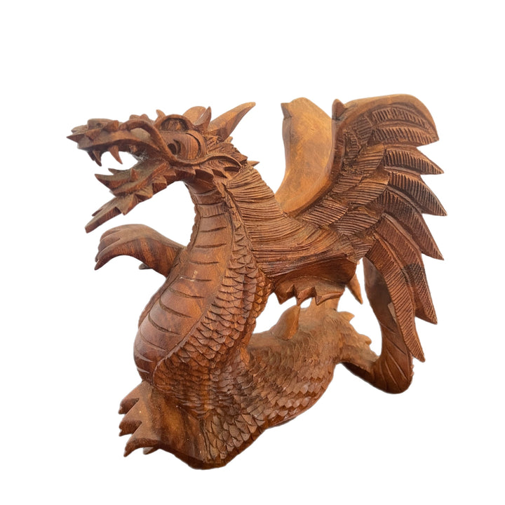 Hand Carved Wooden Dragon Statue