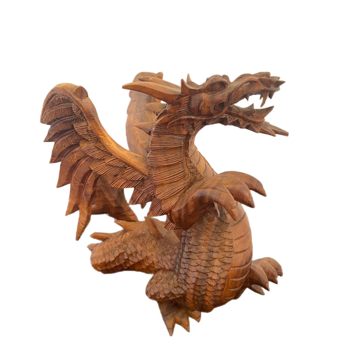 Hand Carved Wooden Dragon Statue