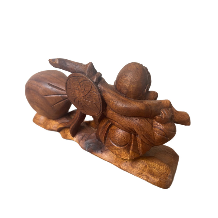 Hand Carved Wooden Good Fortune Buddha