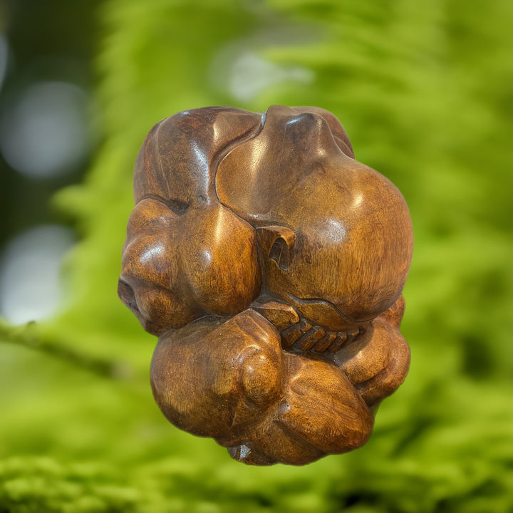 Hand Carved Wooden Weeping Yogi
