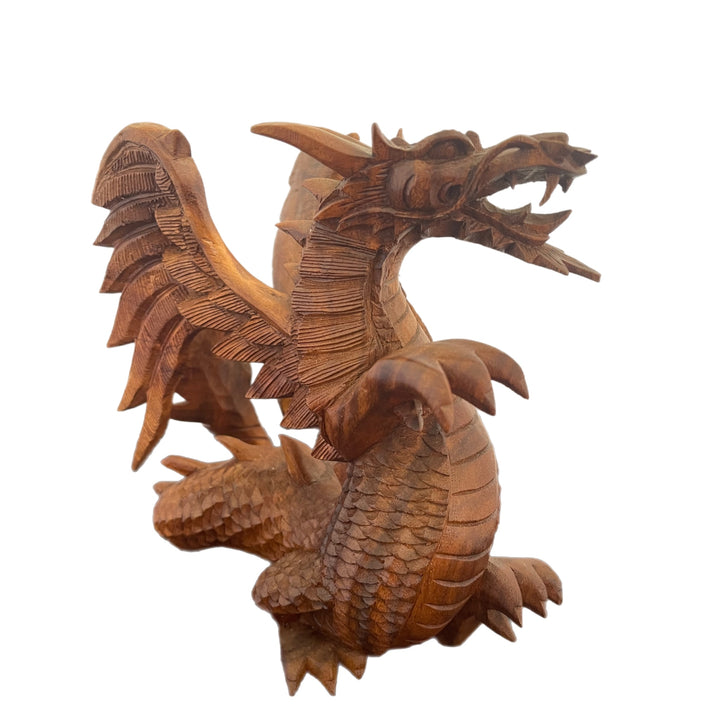 Hand Carved Wooden Dragon Statue