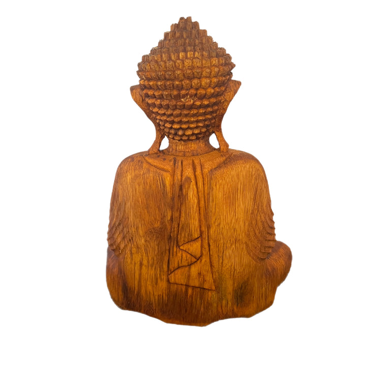 Hand Carved Wooden Tibetan Buddha Meditation Statue