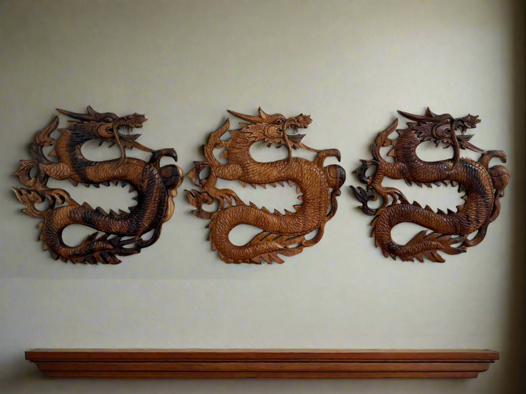Hand Carved S Dragon Plaque