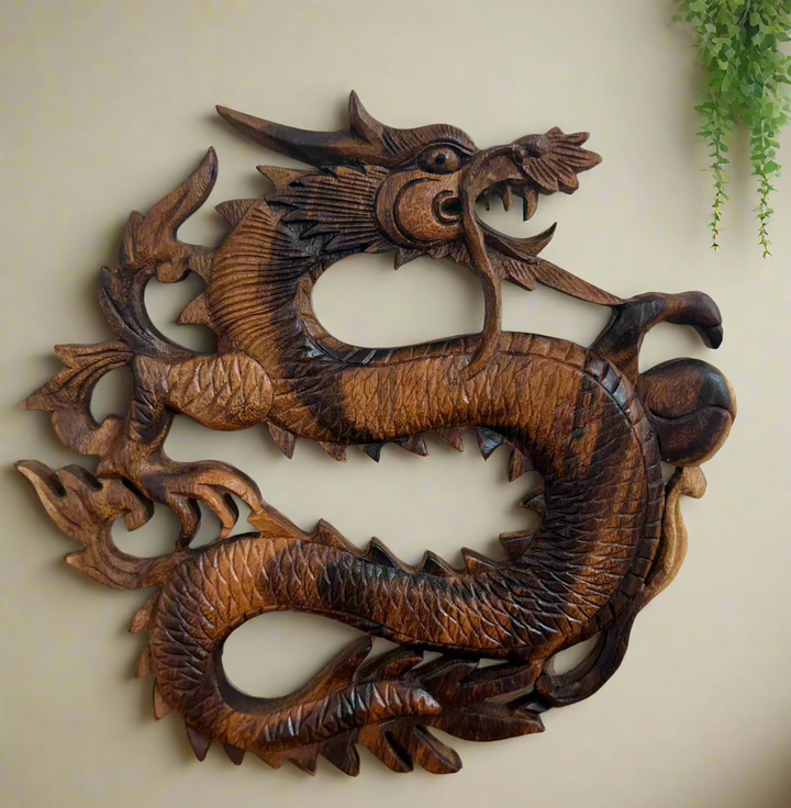 Hand Carved S Dragon Plaque