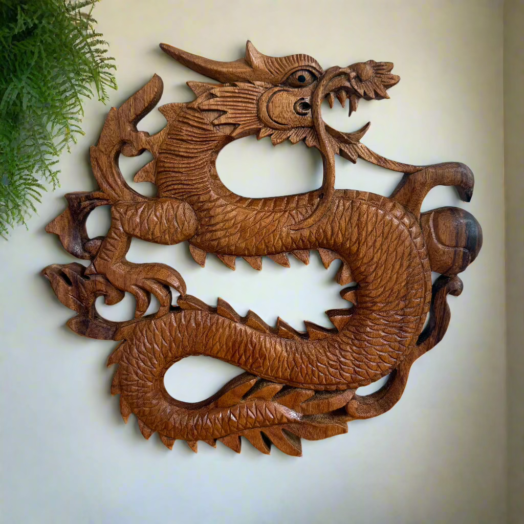 Hand Carved S Dragon Plaque