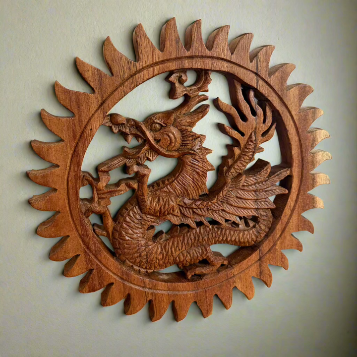 Hand Carved Sunburst Dragon