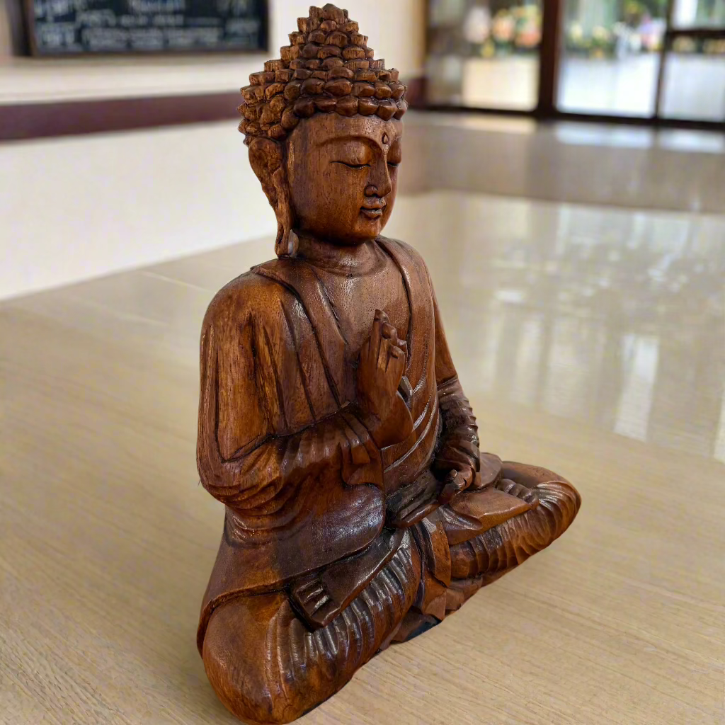 Hand Carved Wooden Buddha Statue -Serenity in Wisdom