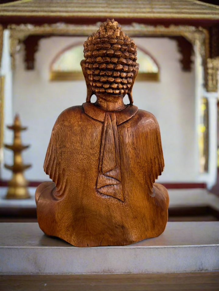 Hand Carved Wooden Buddha Statue -Serenity in Wisdom